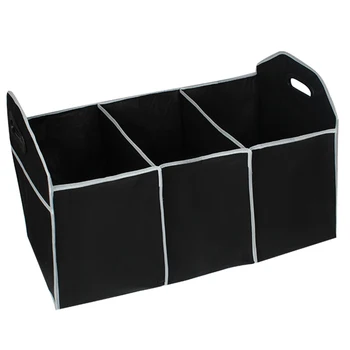 

car trunk storage box stackable folding organizer Non-woven car storage bag with 3 Compartments car storage organizer back seat