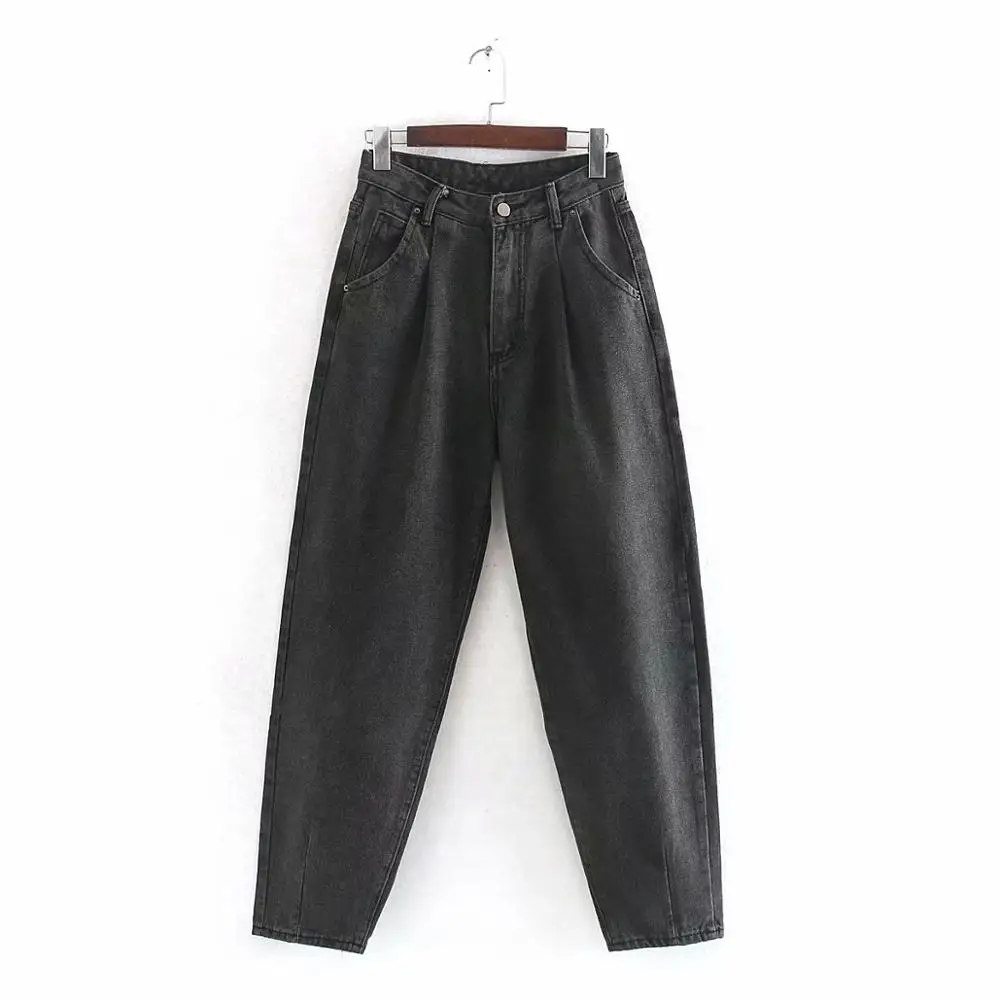 Grey Black WHITNEY WANG Весенняя мода уличная одежда джинсы для папы женские стильные джинсовые брюки - Цвет: Grey Black