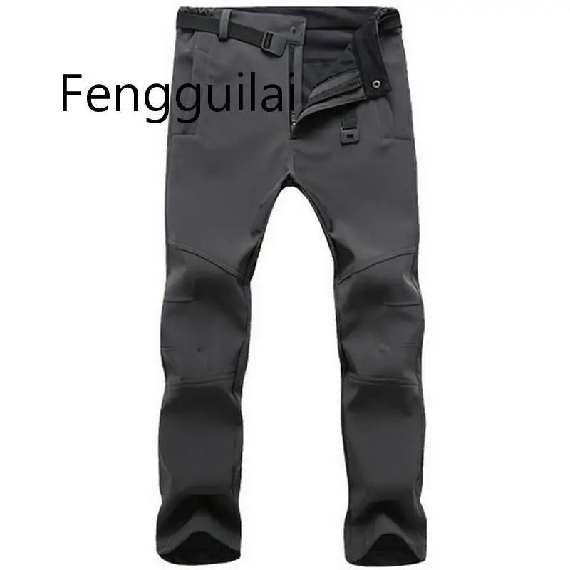2020  Warm pants Stretch Waterproof Pants Men Casual Winter Thick Warm Fleece Shark Skin Trousers Male Windbreaker Sweatpants Me