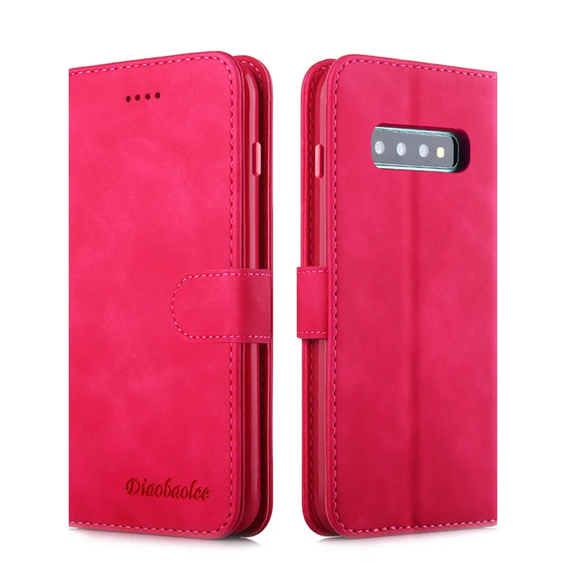 Винтажный кожаный чехол для samsung Galaxy S10 S9 S8 Plus S10E Note 10 A70 A50 A40 чехол-бумажник для iPhone 11 Pro Max XS XR X 8 7 6 - Цвет: Красный