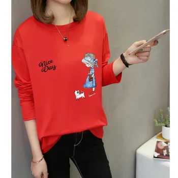 

Women's Gray color autumnT-shirt 2019 fashion O-neck long-sleeved T-shirt