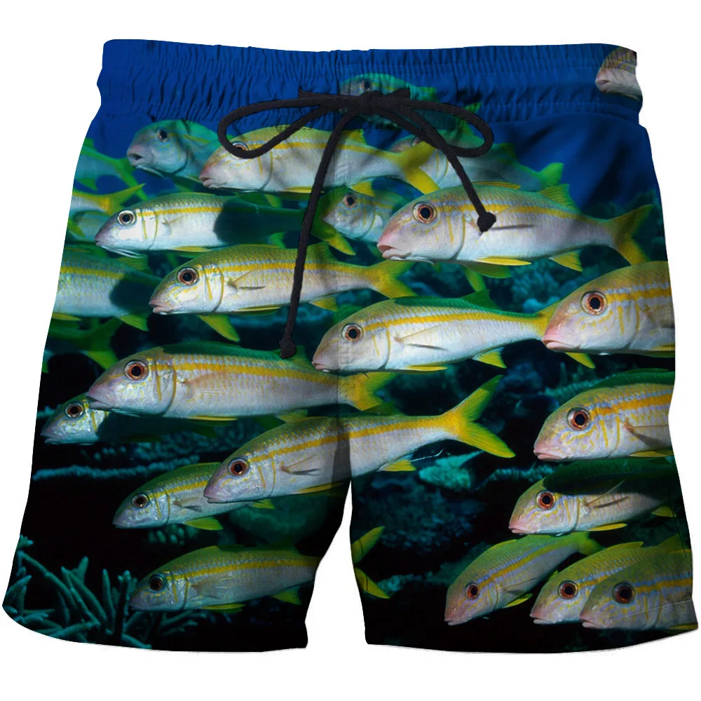 Cheap SHUJIN 3D Fish Printed Summer 2020 Surfing Swiming Cotton Shorts Men Pants Drawstring Casual Beach Wear Men Thin Short Pants