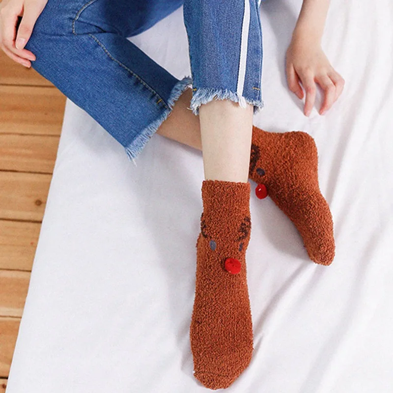 Новинка года; милые рождественские детские носки; теплые зимние мягкие носки с изображением Санта-Клауса и оленя; рождественские носки
