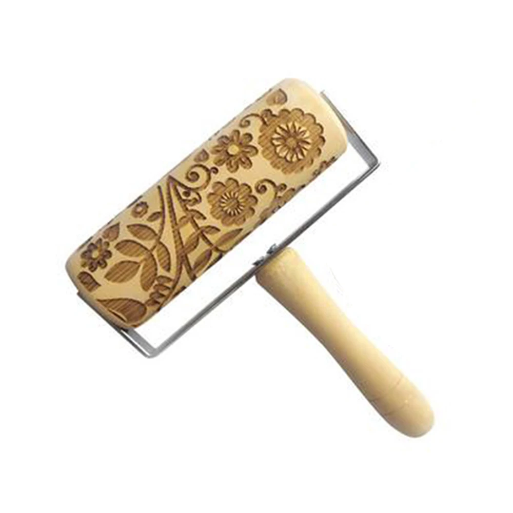 Wooden Christmas Dog Deer Embossing Rolling Pin Printed Cookie Dough Stick Fondant Tool Baking Noodle Cake Engraved Roller - Цвет: HM2616