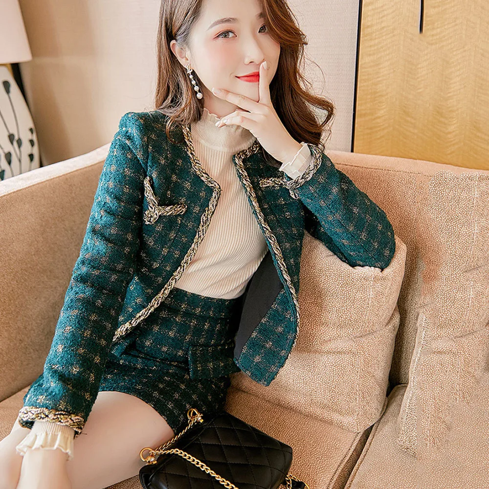 Pink Tweed Suit 2023 Women Fall Winter Luxury Pink Tweed Jacket + Ruffle  Mini Skirt Elegant Women 2 Piece Suit Korean Skirt Set - AliExpress