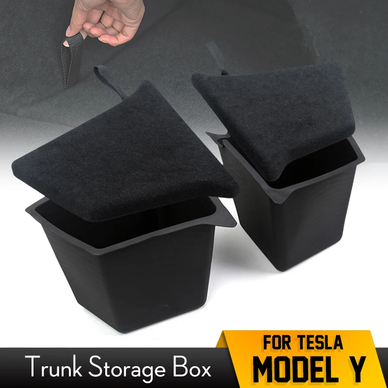 2pcs Update With Handle Left and Right Rear Trunk Side Storage Box For Tesla Model Y Space Fire Extinguisher Partition Board | Автомобили