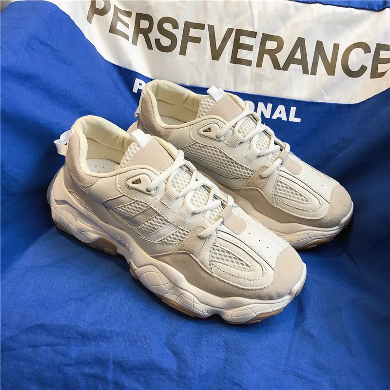 Billige QWEDF männer vulkanisierte schuhe Männer Turnschuhe Marke Designer Plattform Chunky Turnschuhe Männer Trainer Lace Up Farbe passenden D6 46