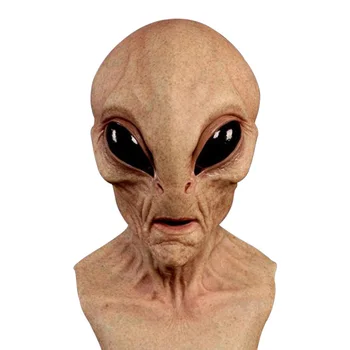 

Carnival Creepy Reusable Alien Head Cosplay Costume Party Soft Festival Decor Halloween Face Cover Lightweight Bald Dress Up