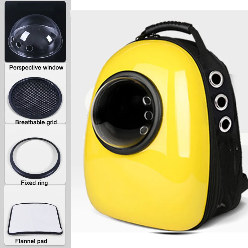 yellow-Without holes Рюкзак для собак и кошек, дорожная переноска для кошек, двойная сумка на плечо, космическая капсула, рюкзак для кошек, сумка для маленьких питомцев, сумка для переноски кошек - Цвет: yellow-Without holes