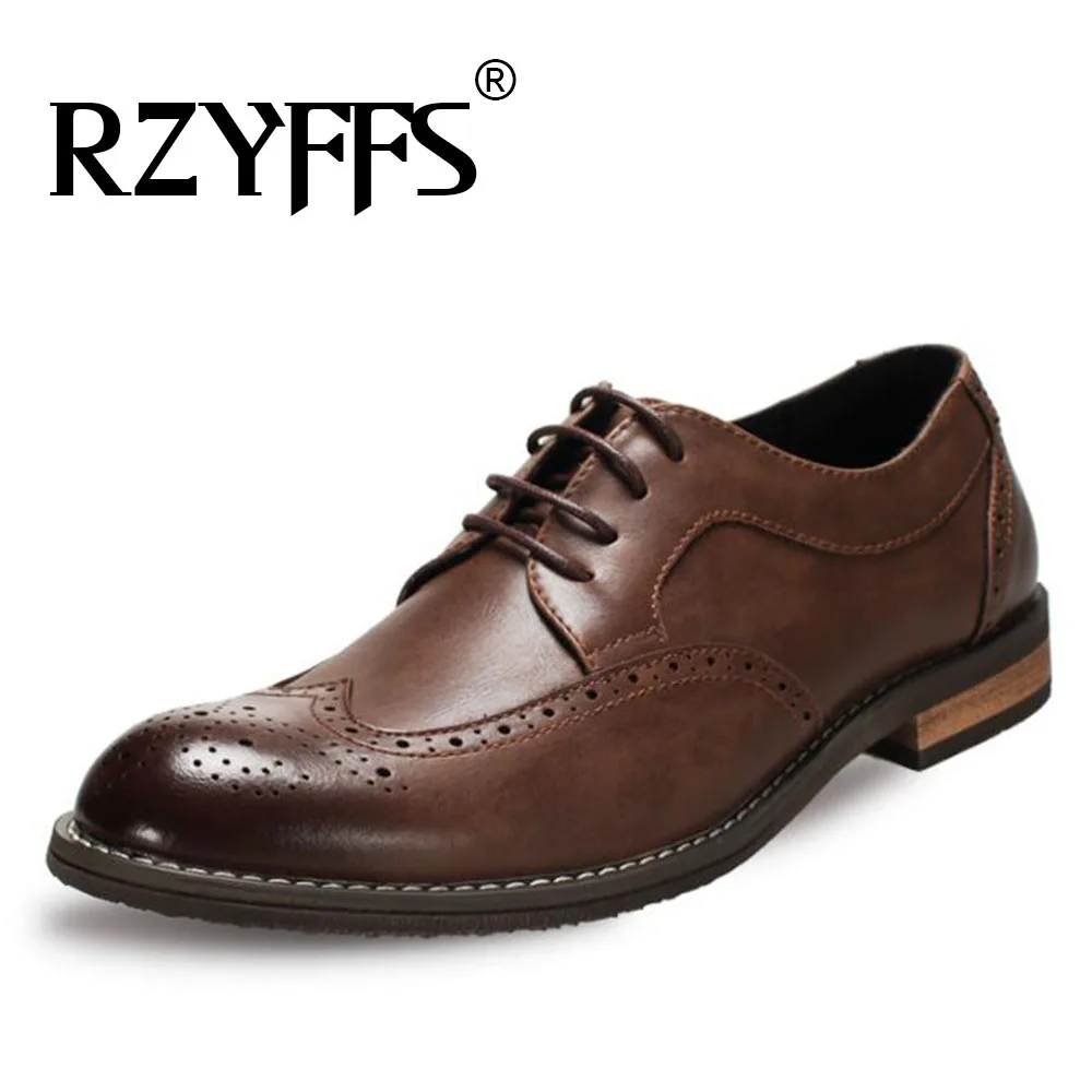 Designer Formal Men Dress Shoes Male Leather Classic Brogue Shoes Flats Oxfords For Wedding Office Business A53-79