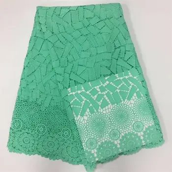 

LACE Green African Cord Lace Fabric Top Quality With Stones Eyelet Water Soluble Nigerian Guipure Cord Lace For Wedding