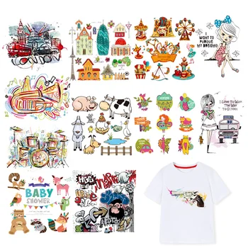 

Christmas Party Iron on Transfers Patches Heat Transfers Stickers For Clothes Patch DIY T-shirt Badges Applique Print F