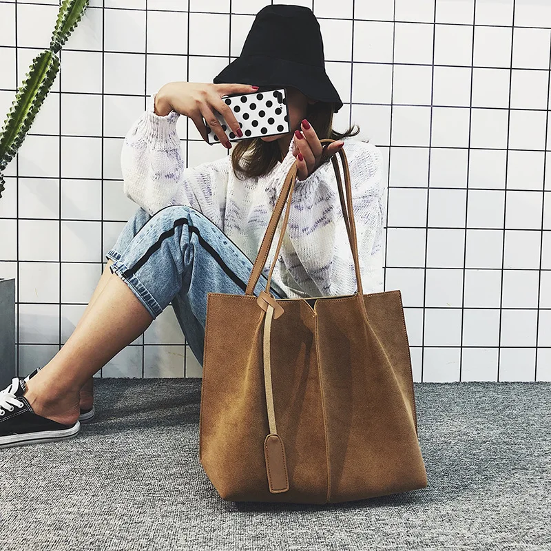

One-Shoulder Big Bag Women's 2019 New Style INS Different Size Bags Fashion Soft Leather Large-Volume Korean-style Simple Versat