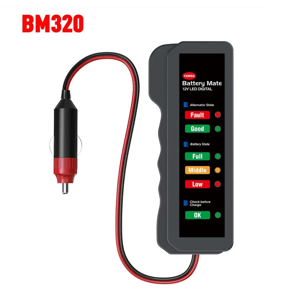 BM320 Автоматический автомобильный Аккумуляторный тестер BM310 BM320 12V Цифровой тест 6 светодиодный дисплей анализатор генератор состояние проверки Автомобильный сканер - Цвет: BM320