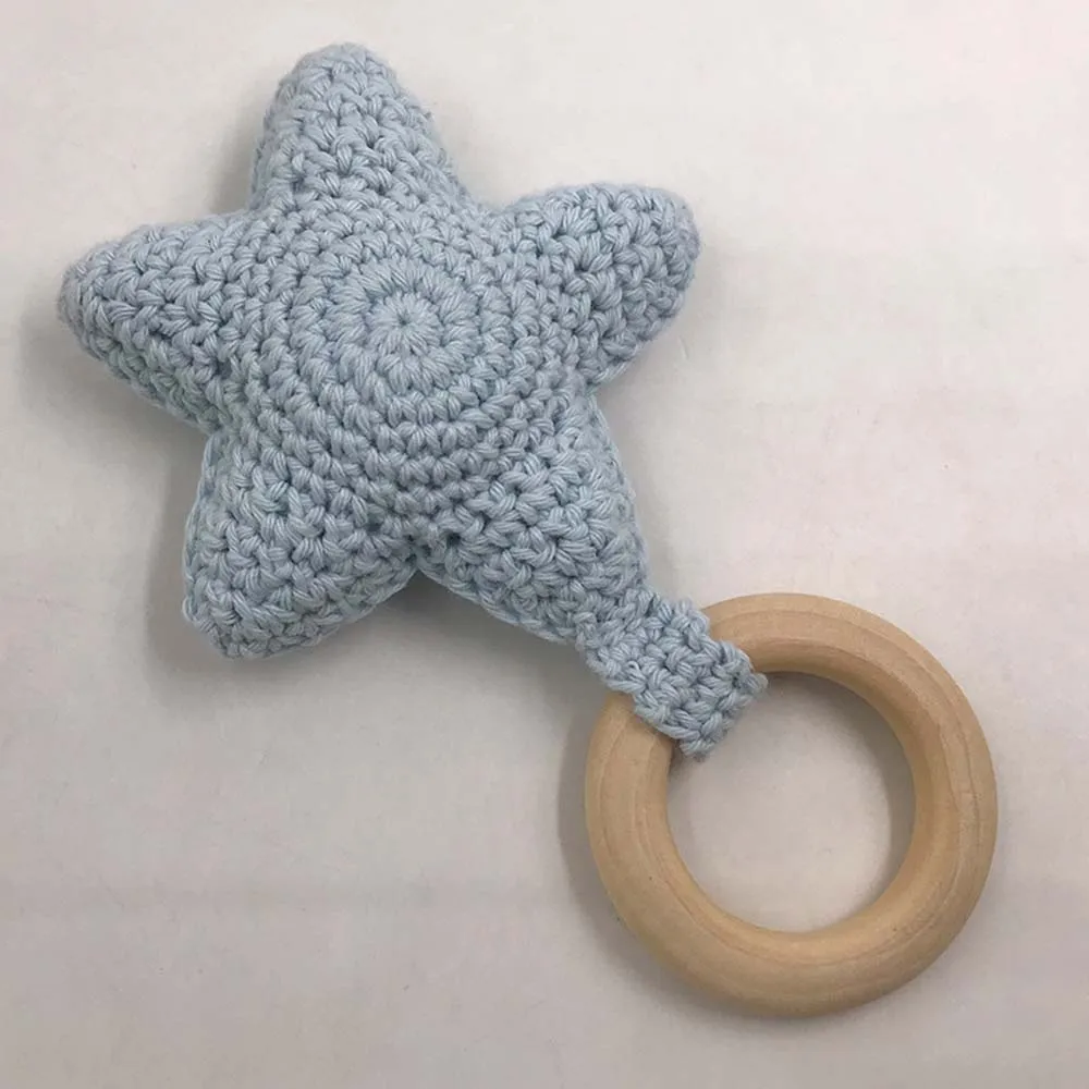 light gray 1 шт., кольцо для прорезывания зубов, жевательный DIY, Забавный Прорезыватель зубов безопасная, из дерева, натуральная звезда, форма, сенсорные игрушки, подарок, высокое качество - Цвет: light gray