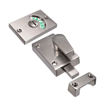 

HTHL-Toilet Wc Indicator Privacy Dead Door Lock Vacant Engaged Satin Nickel + Screws Bathroom