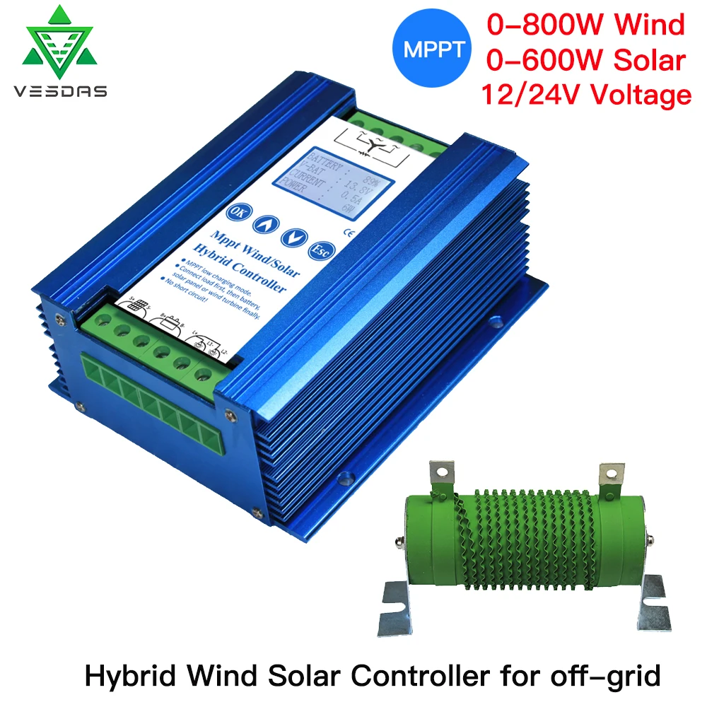 400-1400W 12/24V MPPT Li baterii wiatr słoneczny hybrydowy sterownik ładowania z obciążenia zrzutu kompatybilny z litowo/realizacji-akumulatora kwasowego 400-1400W 12/24V MPPT Li baterii wiatr słoneczny hybrydowy sterownik ładowania z obciążenia zrzutu kompatybilny z litowo/realizacji-akumulatora kwasowego