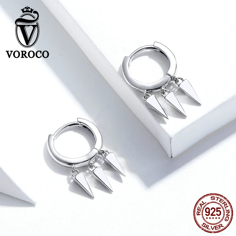 VOROCO BKE779, в стиле панк, геометрические, 925 пробы, серебряные серьги-кольца, гипоаллергенные серьги, унисекс, уникальный подарок, хорошее ювелирное изделие