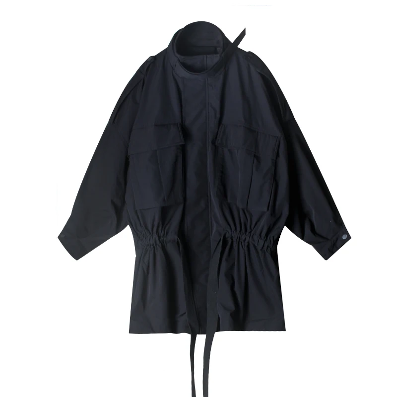 [EAM] пальто с капюшоном, с хлопковой подкладкой, с длинным рукавом, свободный крой, женские парки, модная новинка, Осень-зима, 1M676 - Цвет: black