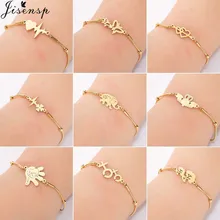 Jisensp модные браслеты с бабочками из нержавеющей стали для женщин, свадебные украшения, золотой браслет с сердцебиением, детская цепь, браслет