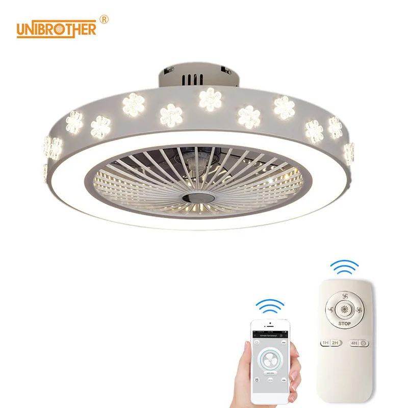 

Ceiling Fan Lamp with Modern Led Light APP Controller Remote Control White Light Bedroom Living Room Lighting 220v Diameter 55cm