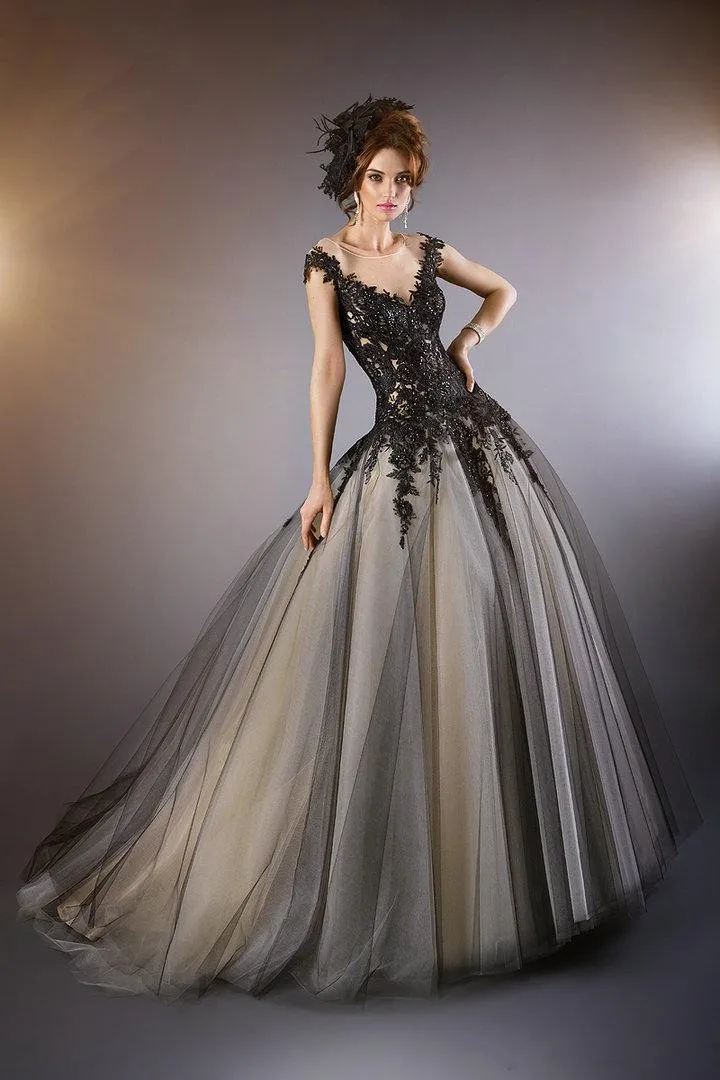 Прозрачное Черное винтажное платье vestido de noiva с аппликацией из бисера кружевное свадебное платье с коротким рукавом платья для матери невесты - Цвет: Черный