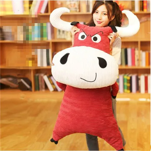 Fancytrader 47'' Pop Anime Ox Plush Toy Giant Soft Stuffed Cow Cattle Hugging Pillow Birthday Gift Home Deco 120cm 2 Colors (3)