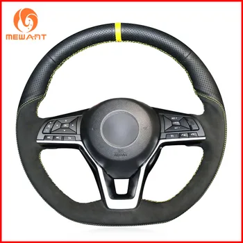 

MEWANT Black Genuine Leather Black suede Car Steering Wheel Covers for Nissan X-Trail 2017-2019 Qashqai 2018 Rogue (Sport) 2017
