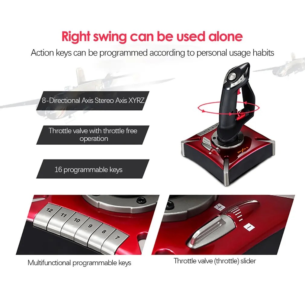 PXN-2119II Flying Rocker Flight Gaming Stick Joystick Game Control USB Simulator Gamepad Controller F3B0