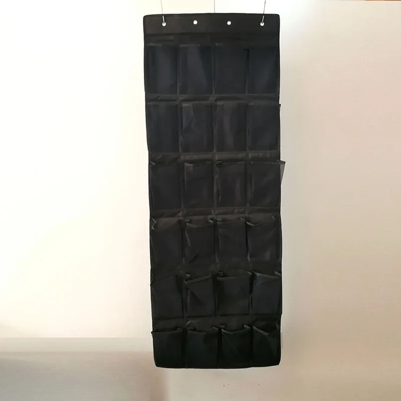 24 Pocket Shoe Hanging Bag Multi-layer Organizer Door Rear Wall Hanging Net Save Space Storage Bag Home Decoration Supplies - Цвет: Black