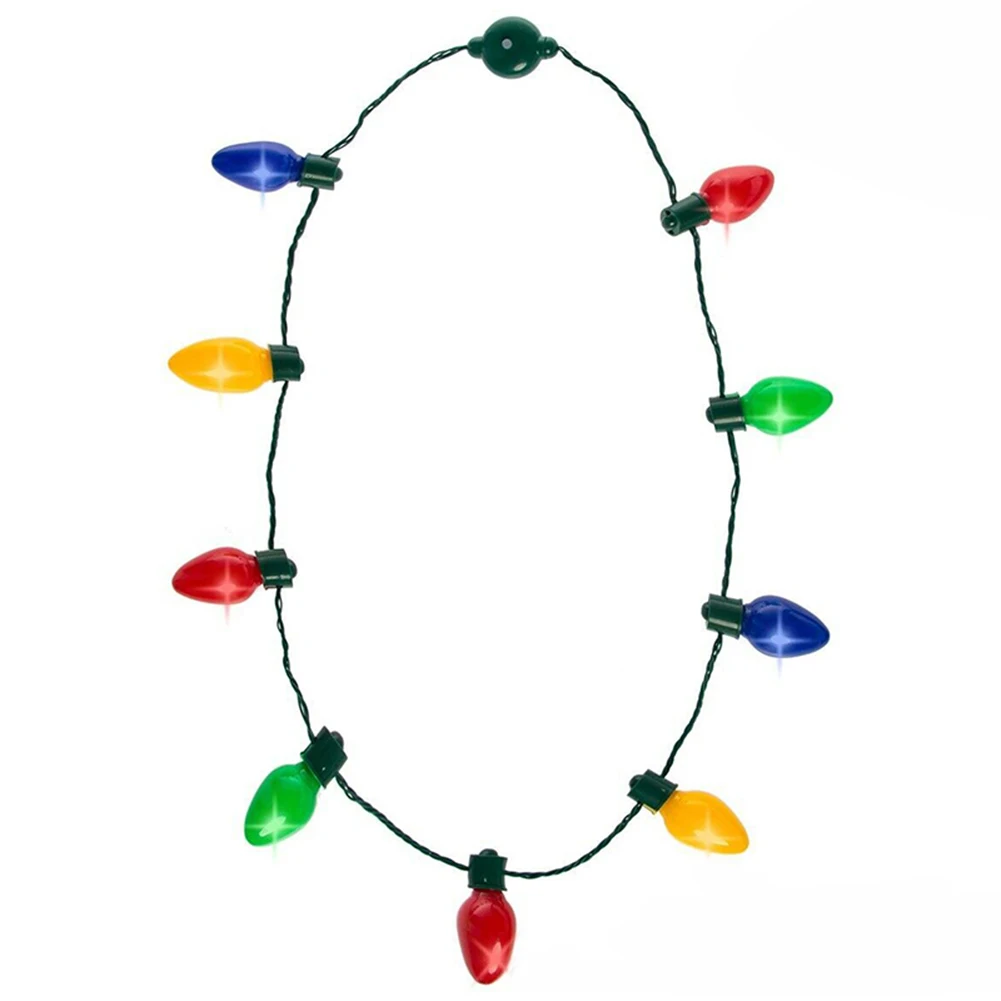 Christmas Light Up Bulb Necklace Kids Adults Wearable Lights Jewelry Holiday Decor Party Favor BJStore
