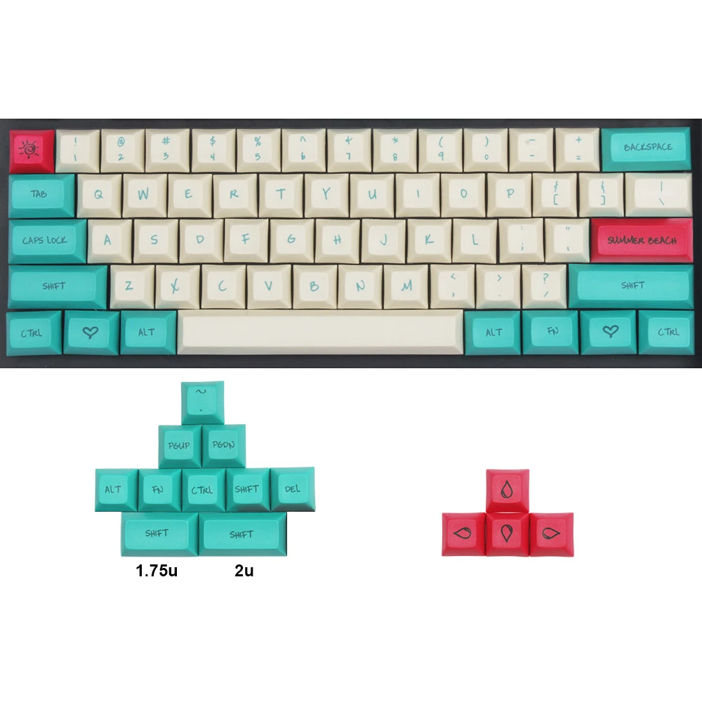 Гавайская тема DSA Keycaps PBT краситель Подложка для Cherry MX Switches 61 63 64 68 84 87 96 108 FC980M ANSI ISO