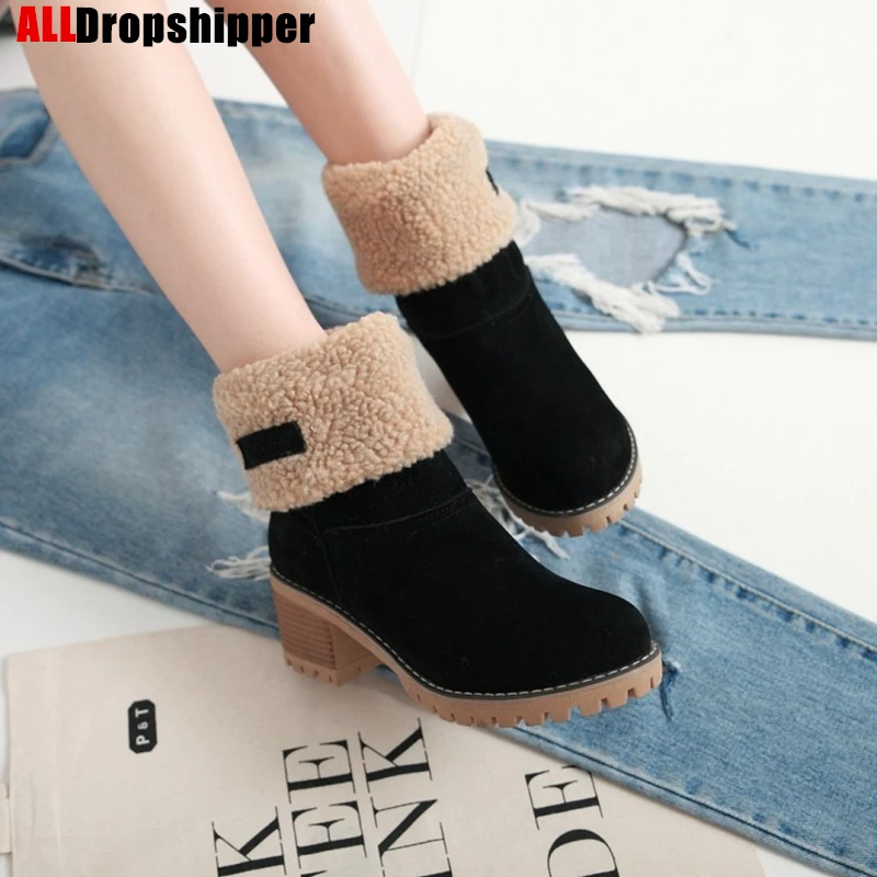 

Women Winter Fur Warm Snow Boots Ladies Warm Wool Booties Woman Ankle Boot Comfortable Martin Shoes Plus Size 35-43 Women's Boot