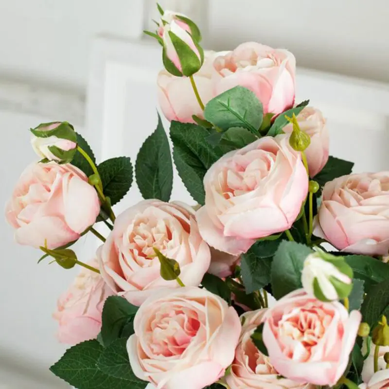 Новая искусственная шелковая ткань розовая Цветочная ветка поддельный цветок стебель для украшения для дома и свадьбы фотографии реквизит