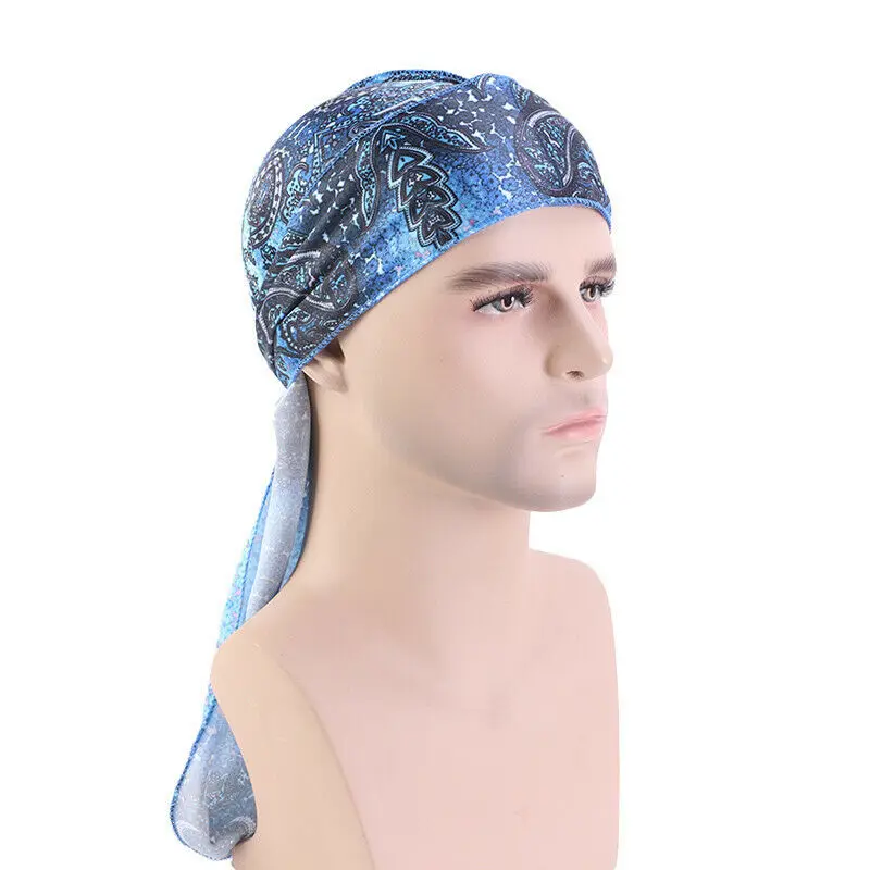 Мужская шелковая Шапка тюрбан Durags головной убор с принтом Doo Durag Unixes Пиратская