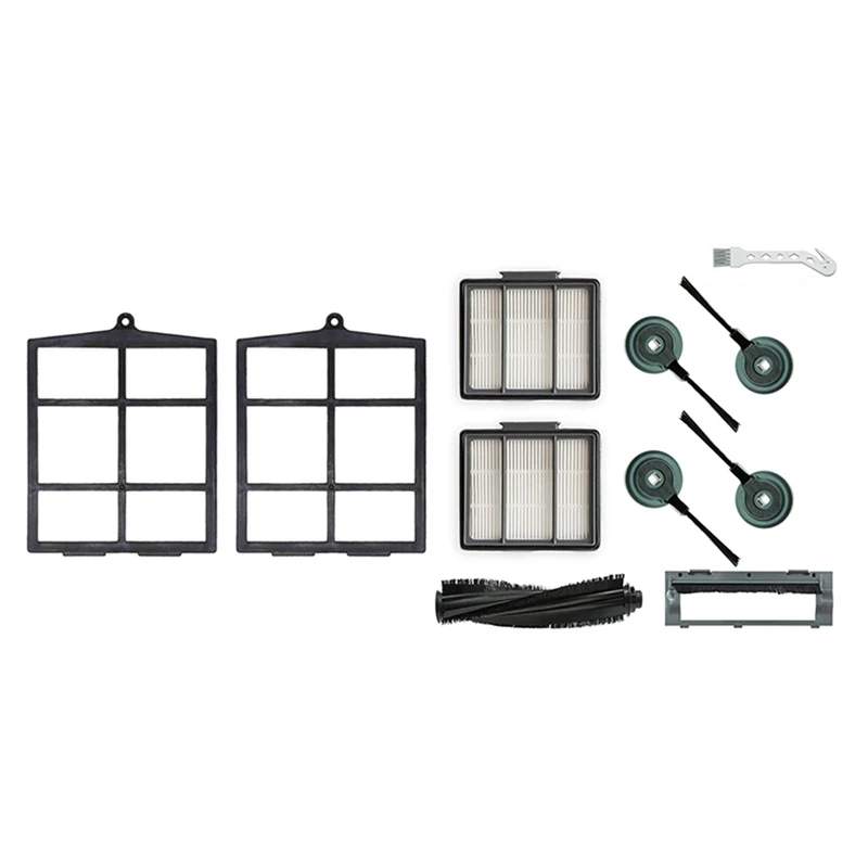 

2Pcs Filter Replacement Part with 1 Main Brush and 2 Mounted Hepa Filters and 4 Side Brush Replacements