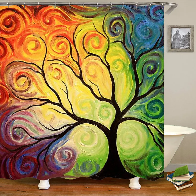 Bathroom shower curtain impression painting sketch tree print home decoration waterproof fabric shower curtain