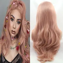 BM смешанный розовый натуральный волнистый синтетический 13*3 парик фронта шнурка Glueless термостойкие волокна волос натуральный волос для женщин парики на каждый день