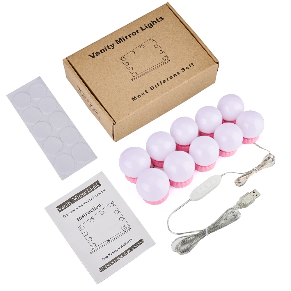 Makeup Mirror Light Bulb Hollywood Style LED Bulbs Kit Lighting Fixture Strip for Makeup Vanity Dressing 3