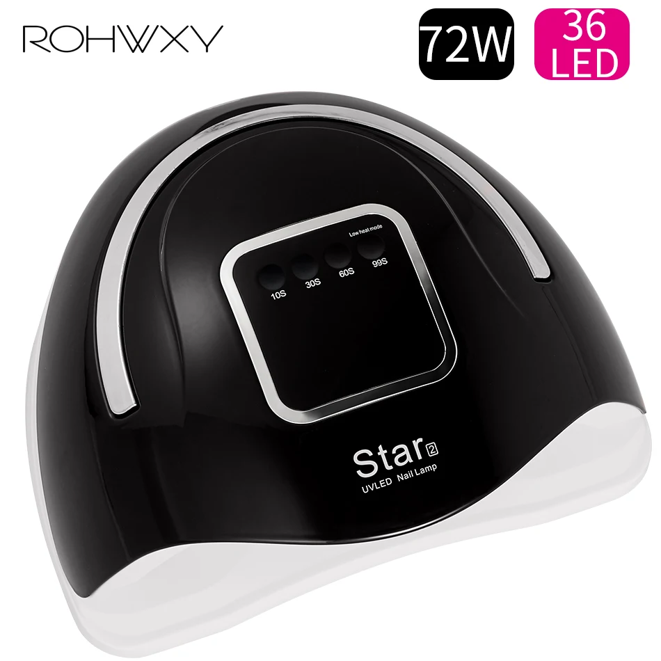 ROHWXY Star2 72 Вт Сушилка для ногтей Светодиодный УФ-лед лампа для сушки всех гелей для ногтей профессиональная лампа для маникюра с двойным источником светильник