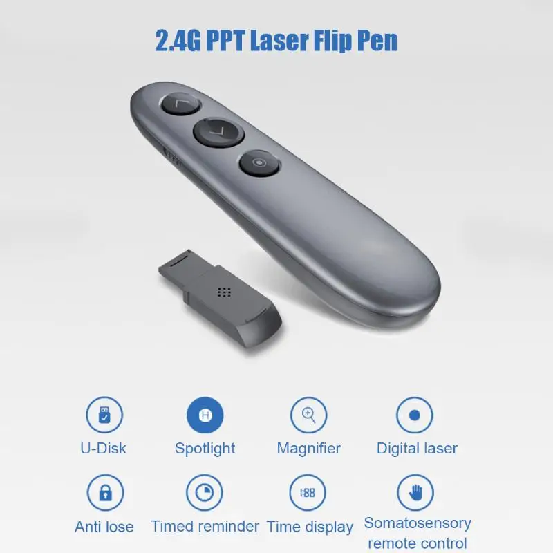 Multi-Function flip Pen with LCD Screen Green Wireless Demonstrator Rf 2.4 Ghz Demo Remote Charging Pen