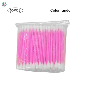 

50 Pcs Double-Head Cotton Swab Disposable Plastic Handle Makeup Removal SwabCY