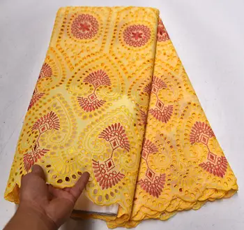 

Newest Nigerian Swiss Voile Lace In Switzerland Holes African Swiss 100% Cotton Lace Fabric With Stones For Sewing Dress TV-84