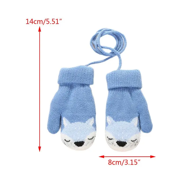 Милые зимние теплые варежки для мальчиков и девочек, детские шерстяные двойные вязаные перчатки с рисунком, K1MA