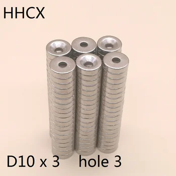 

10 20 50 100PCS/LOT Disc magnet 10*3 Hole 3 N35 D Countersunk Permanent magnet 10x3 magnets 10x3-3 for speaker