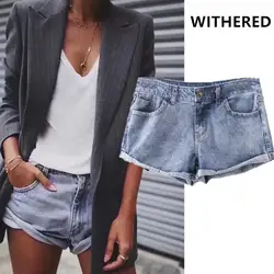 Потертые английские винтажные потертые джинсовые шорты женские раскатные свободные супер короткие женские шорты больших размеров