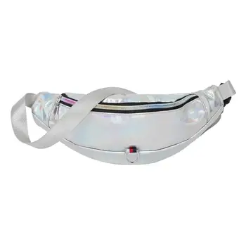

Holographic Laser PU Leather Women Fanny Pack Fashion Desinger Shoulder Banana Waist Bag