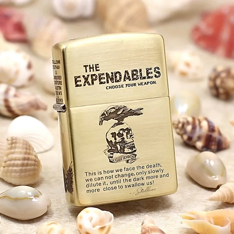 

Genuine Zippo oil lighter Pure copper sculpture Dare-to-die corps cigarette Kerosene lighters With anti-counterfeiting code 204B