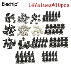 Kit de interruptor tático momentâneo com botão tátil, 140 tamanhos com 14 tipos, sortimento smd, vida útil 100000 vezes, promoção de preço