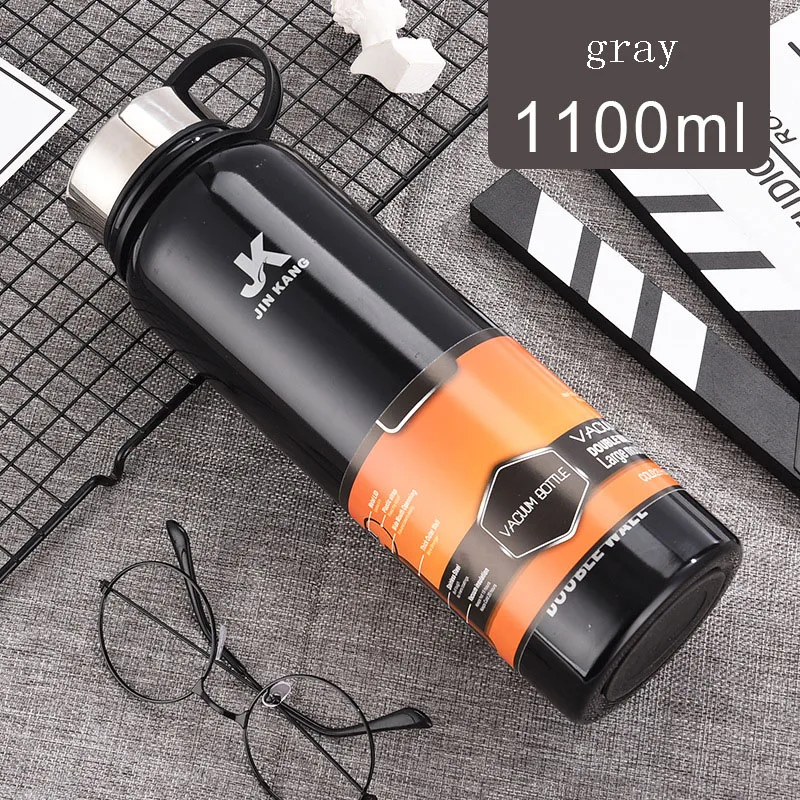 Черный 304 stainless steel space pot Russian mug outdoor portable large capacity insulation pot custom sports bottle - Цвет: Черный